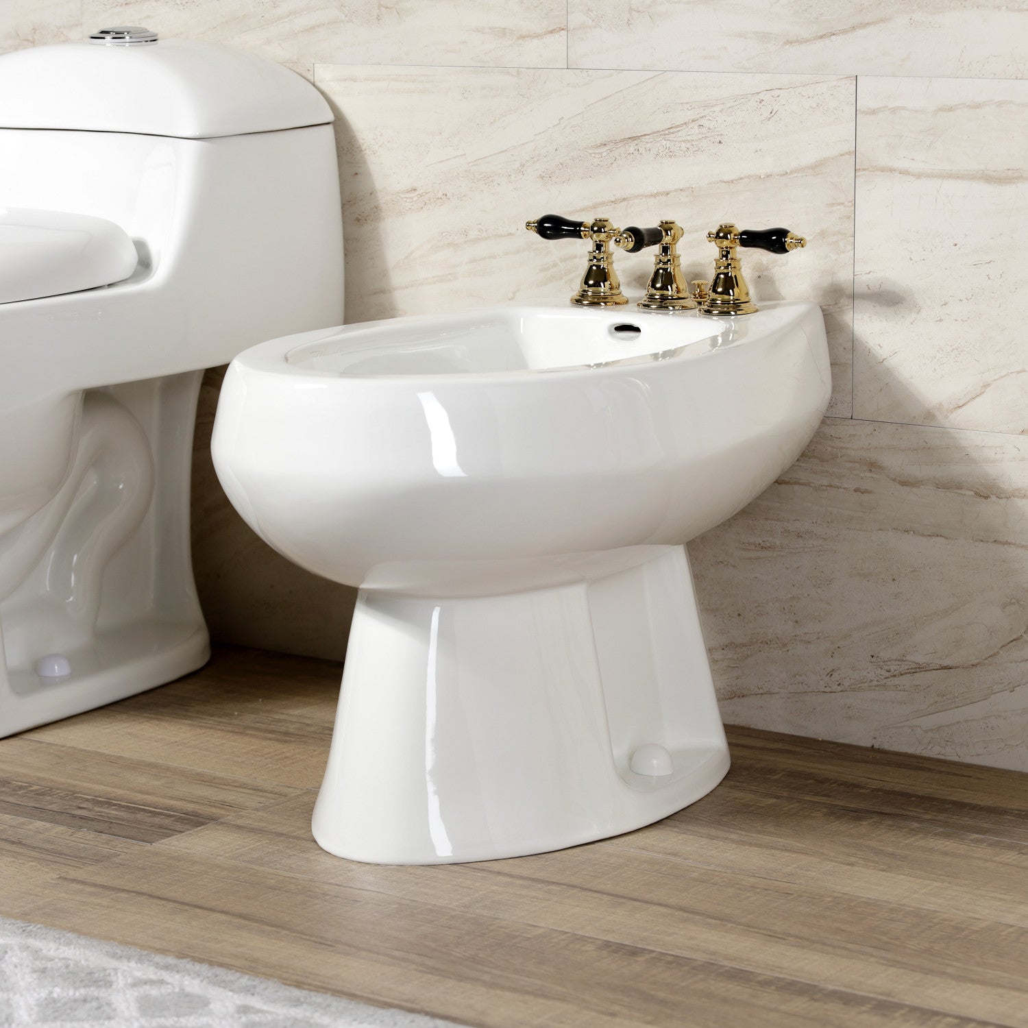 Kingston Heirloom KB322AKL - Duchess Three-Handle Deck Mount Vertical Spray Bidet Faucet with Brass Pop-Up, Polished Brass — thumbnail 2